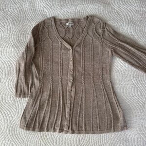 Croft & Barrow Taupe Button-Up Cardigan